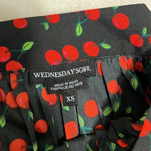 ASOS Wednesdays Girl Pleated Cherry Print Midi Skirt - Picture 4 of 9